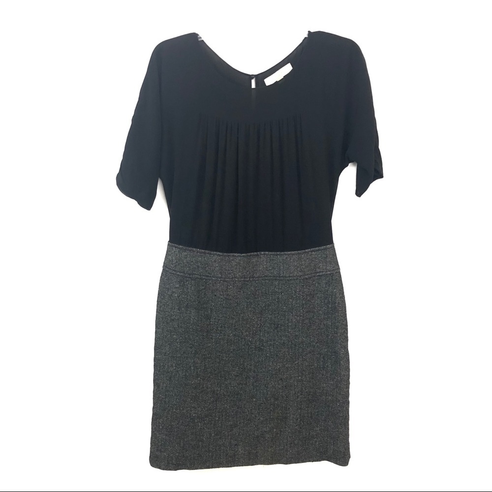 LOFT Size 6 Black Mixed Media Career Dress